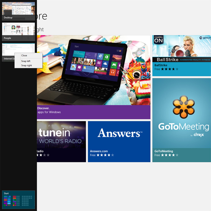 So schließen Sie die beste Seite in Windows 8