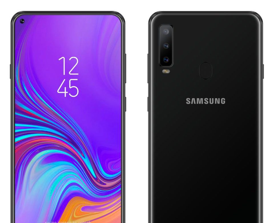 Samsung Galaxy A8s Front and Rear View